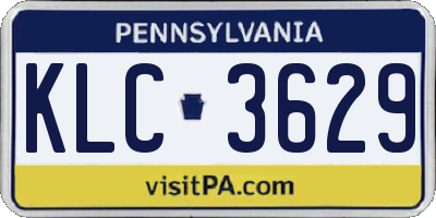 PA license plate KLC3629