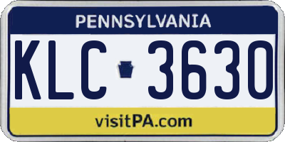 PA license plate KLC3630