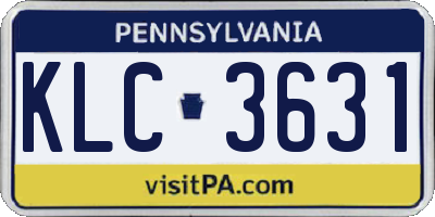 PA license plate KLC3631