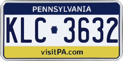 PA license plate KLC3632