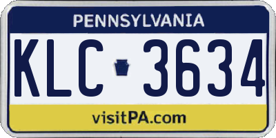 PA license plate KLC3634