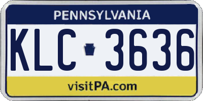 PA license plate KLC3636