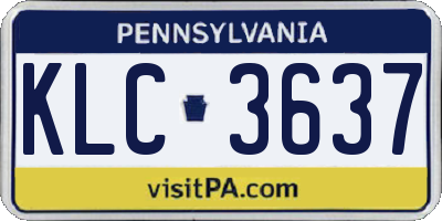 PA license plate KLC3637