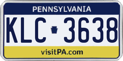 PA license plate KLC3638