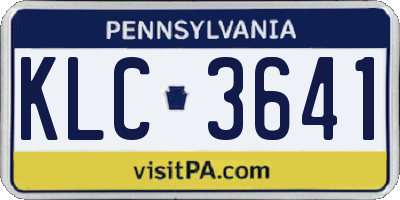 PA license plate KLC3641