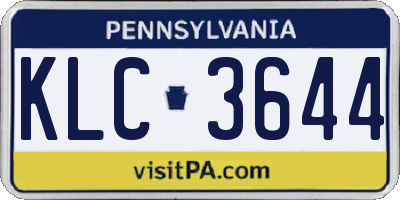 PA license plate KLC3644