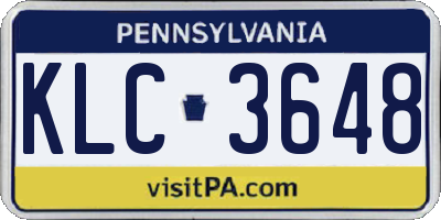 PA license plate KLC3648