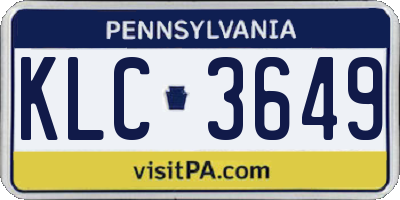 PA license plate KLC3649