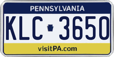 PA license plate KLC3650