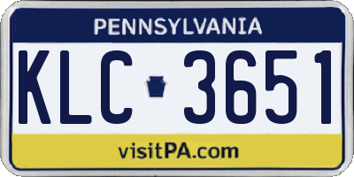 PA license plate KLC3651