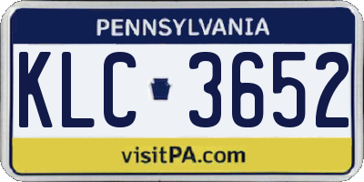 PA license plate KLC3652
