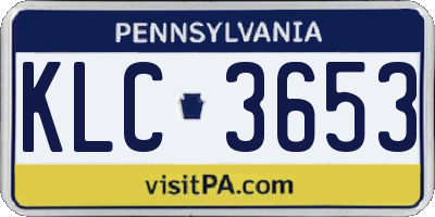 PA license plate KLC3653
