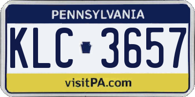 PA license plate KLC3657