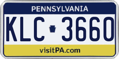 PA license plate KLC3660