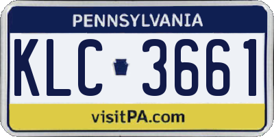 PA license plate KLC3661