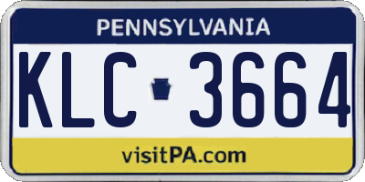 PA license plate KLC3664