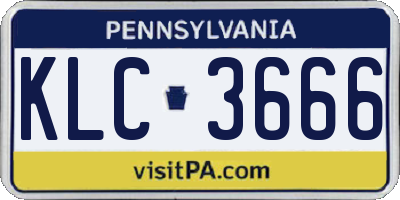 PA license plate KLC3666