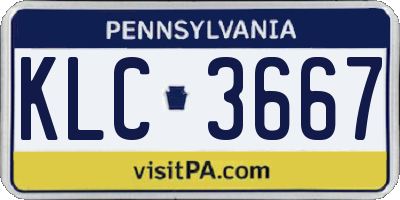 PA license plate KLC3667