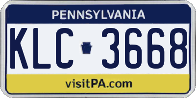 PA license plate KLC3668