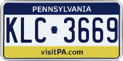 PA license plate KLC3669