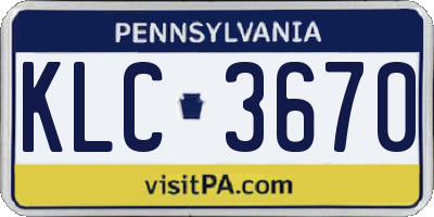 PA license plate KLC3670