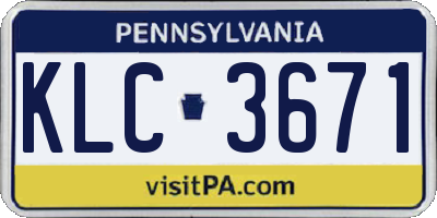 PA license plate KLC3671