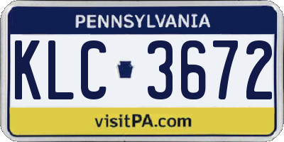 PA license plate KLC3672