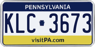 PA license plate KLC3673