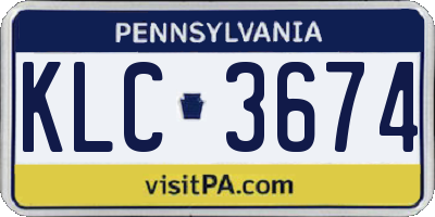 PA license plate KLC3674