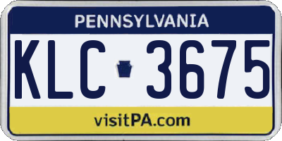 PA license plate KLC3675