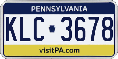 PA license plate KLC3678