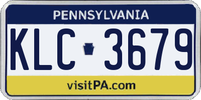 PA license plate KLC3679