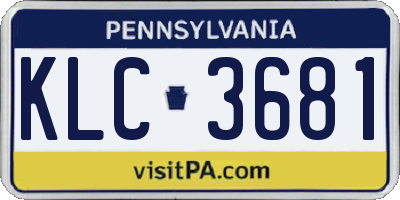 PA license plate KLC3681