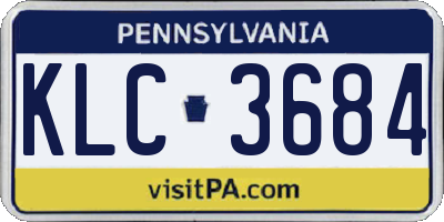 PA license plate KLC3684