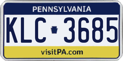 PA license plate KLC3685