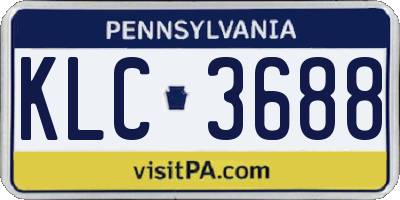 PA license plate KLC3688