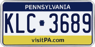 PA license plate KLC3689