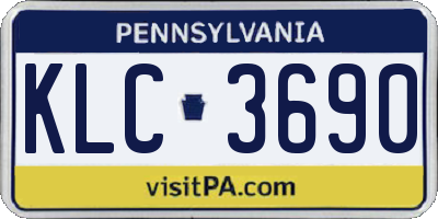 PA license plate KLC3690