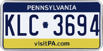 PA license plate KLC3694