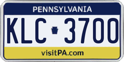 PA license plate KLC3700