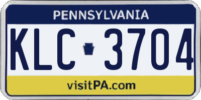 PA license plate KLC3704