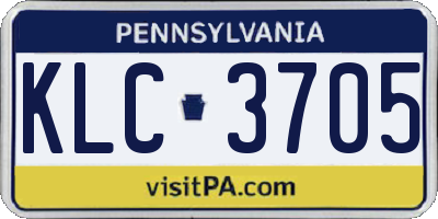 PA license plate KLC3705