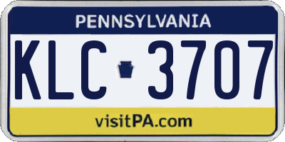PA license plate KLC3707