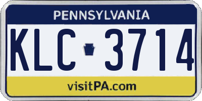 PA license plate KLC3714