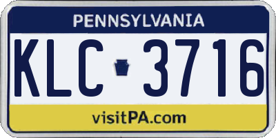 PA license plate KLC3716