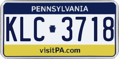 PA license plate KLC3718