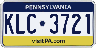 PA license plate KLC3721