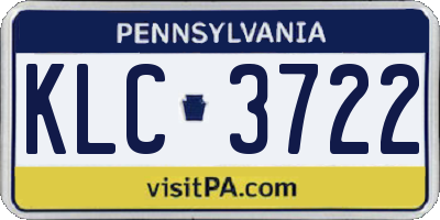 PA license plate KLC3722