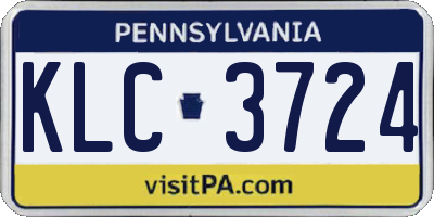 PA license plate KLC3724