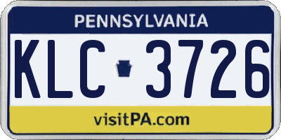 PA license plate KLC3726